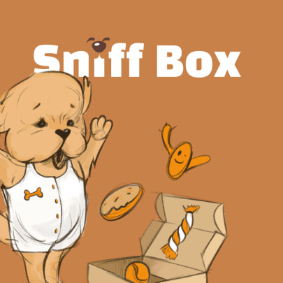 Логотип и фирменный персонаж для доставки собачьи лакомств “Sniff” г.Москва